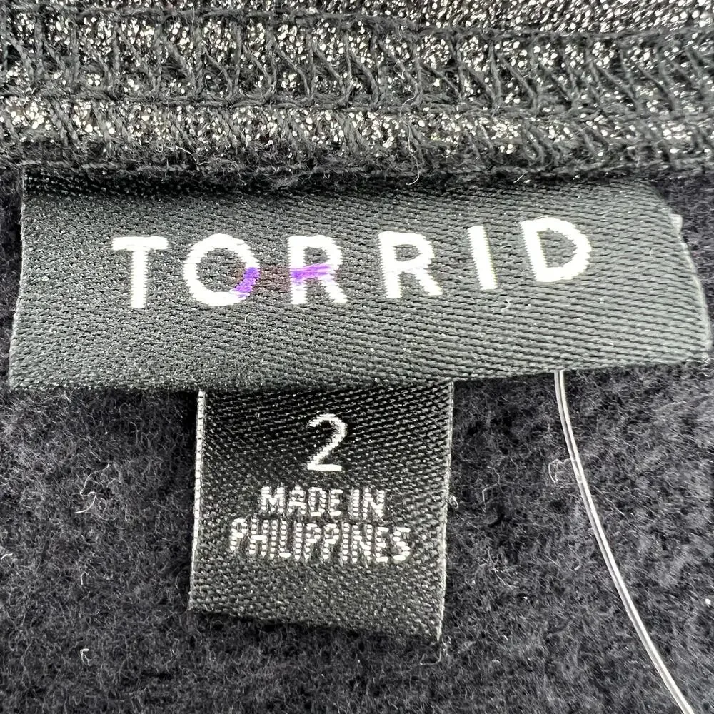 Torrid Womens Plus Size 2 Metallic Black/Gray Liquid Silver Sweatshirt NWT